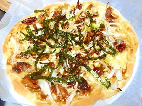 クリスマスのローストチキンでリメイク照焼ピザ